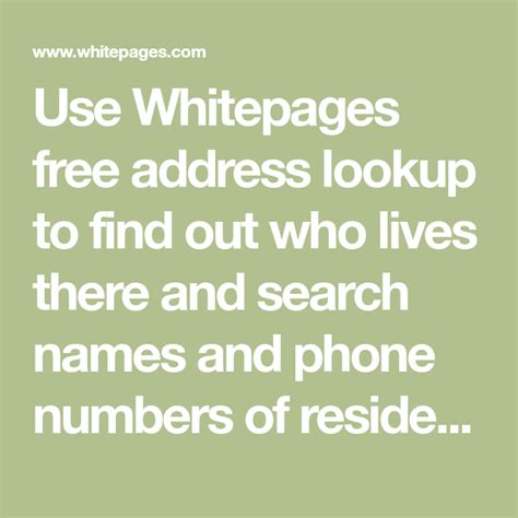 white pages com address|who lives at this address.